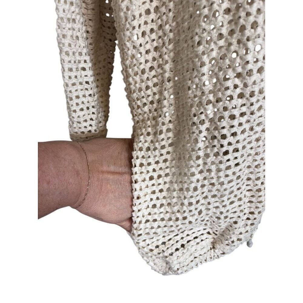 Baja Blue Swim Coverup S Cream Cardigan Hooded Boho Neutral Travel Beach Summer - Picture 8 of 12